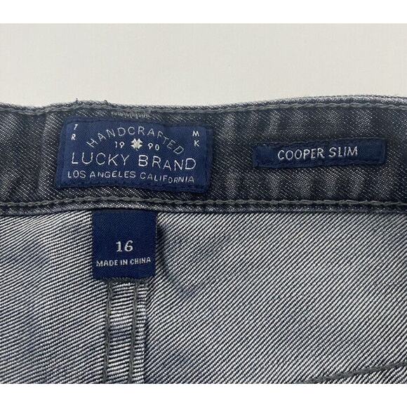 LUCKY BRAND Boys COOPER SLIM Gray/Blue Denim Jeans Raw Wash Size 16 Cotton Poly - Picture 5 of 9